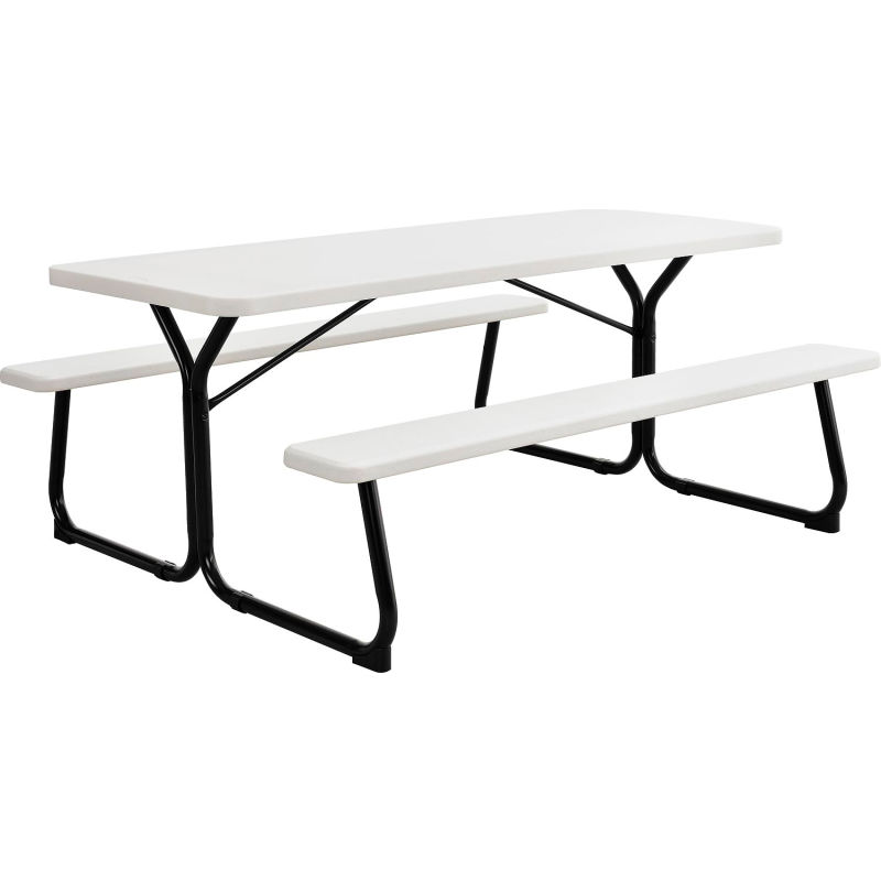 Global Industrial 6 Ft Outdoor Molded Plastic Picnic Table White 695484 Globalindustrial Com Global Industrial 6 Ft Outdoor, What Is The Standard Size Of A Picnic Table