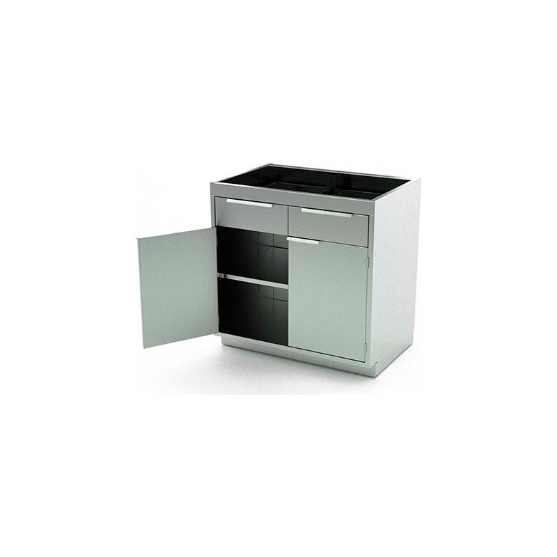 Aero Stainless Steel Base Cabinet 1801 2 Hinged Doors 1 Shelf 4 Drawers 36 W X 21 D X 36 H B Globalindustrial Com