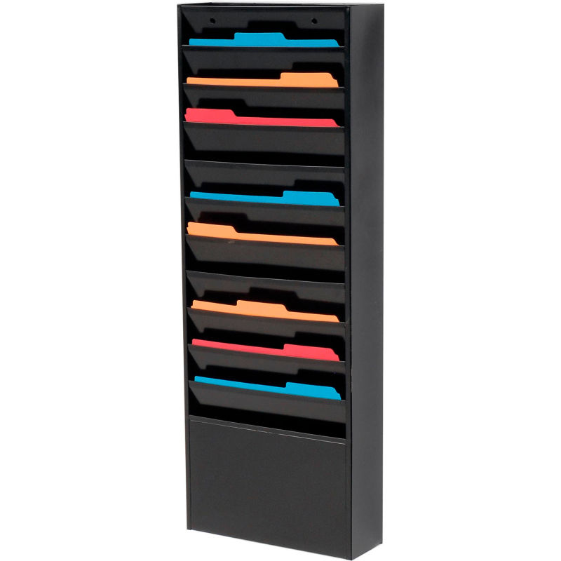 Bookcases Displays Medical Chart File Holders Global Industrial 11 Pockets Medical Chart Hanging Wall File Holder Black 806407 Globalindustrial Com