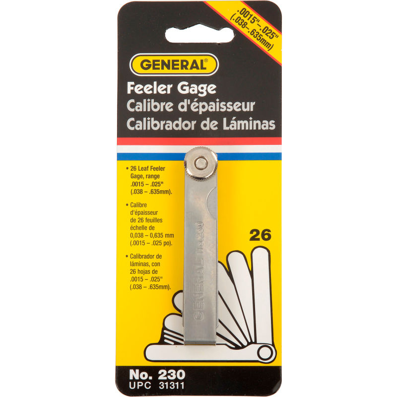General feeler guage set # 230 26 pc set,new in package,never used  