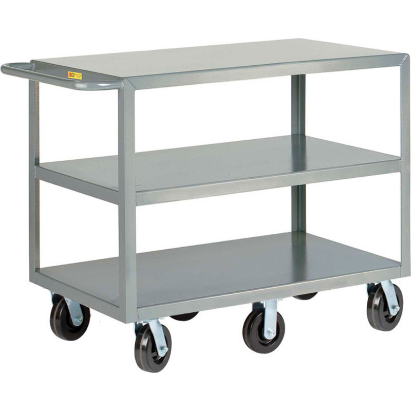 Heavy Duty Shelf Truck 6 Wheeled 3600 Lbs 3 Flush Shelves 30 X 48 B Globalindustrial Com