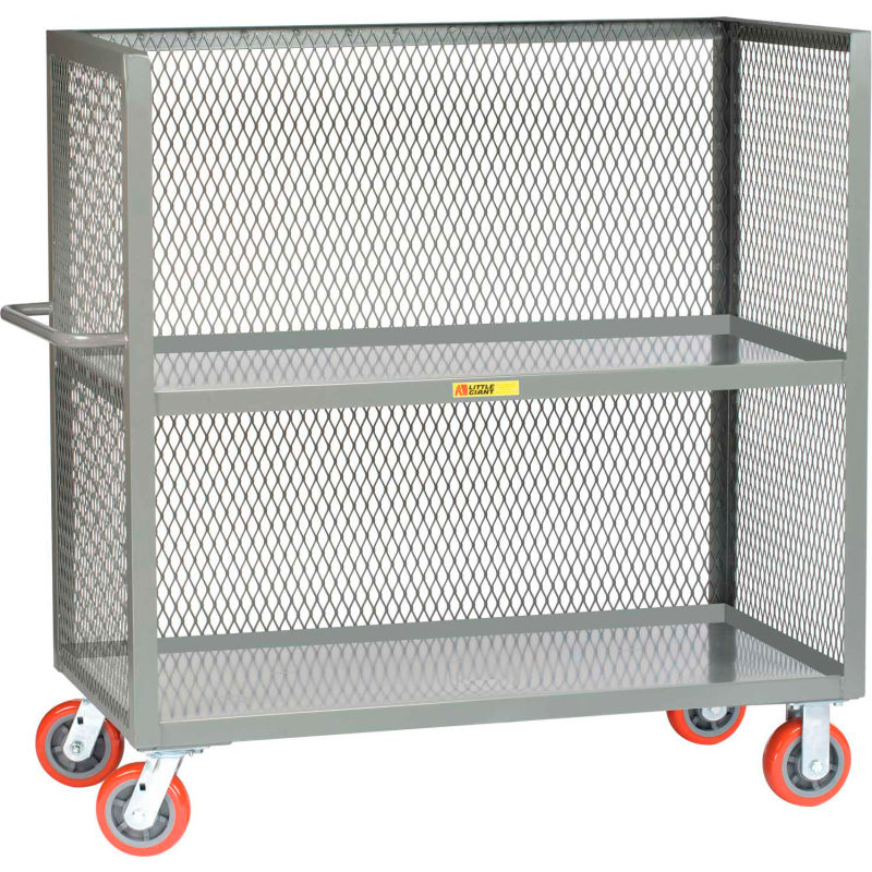 3 Sided Bulk Truck 2 Shelves 1 1 2 Retaining Lips 3600 Lbs Mesh Sides 30 X 48 Deck B Globalindustrial Com