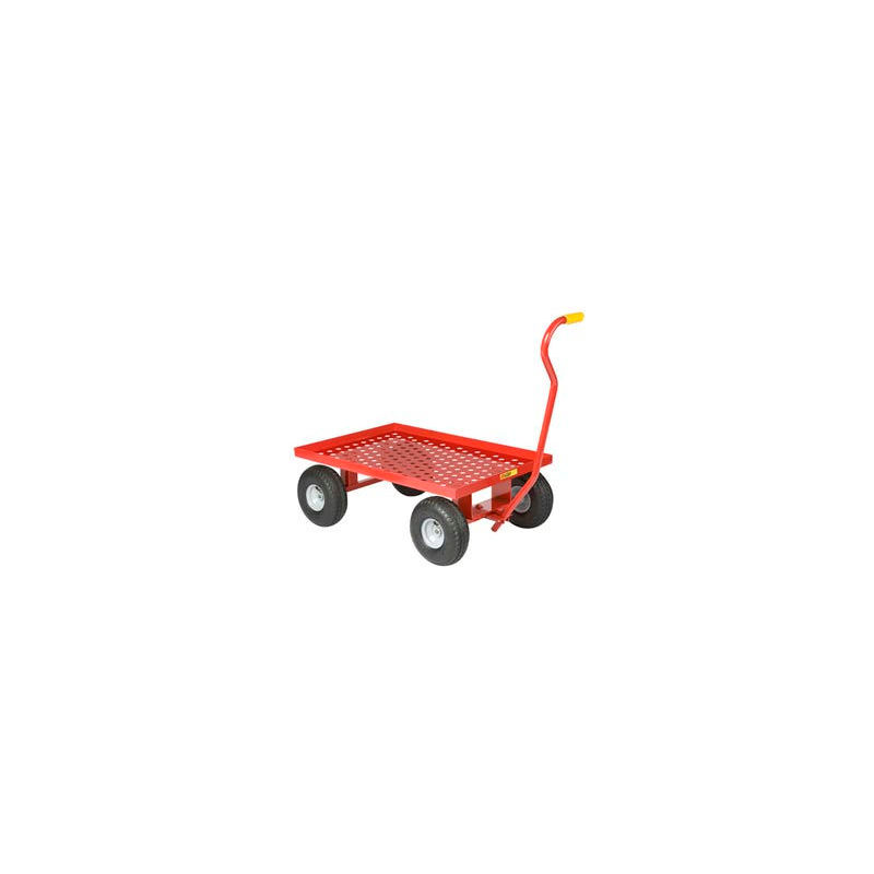 10 x 2-3//4 Solid Rubber Wheel 24 Width x 36 Length Green 1200 lbs Load Capacity Little Giant LWP-2436-10-G Steel Perforated Deck Wagon Truck with 1-1//2 Lip