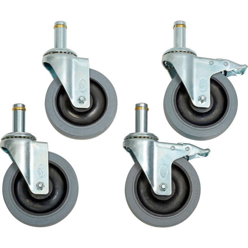 Details about   4 Pack 2 Inch Stem Casters Swivel with Side Brake Grey PU Caster Wheels 