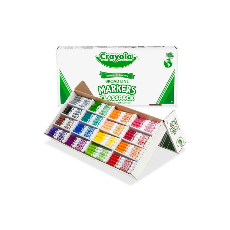 Crayola Markers Classpack Broad Line 16 Assorted Colors 256 Box B955227 Globalindustrial Com