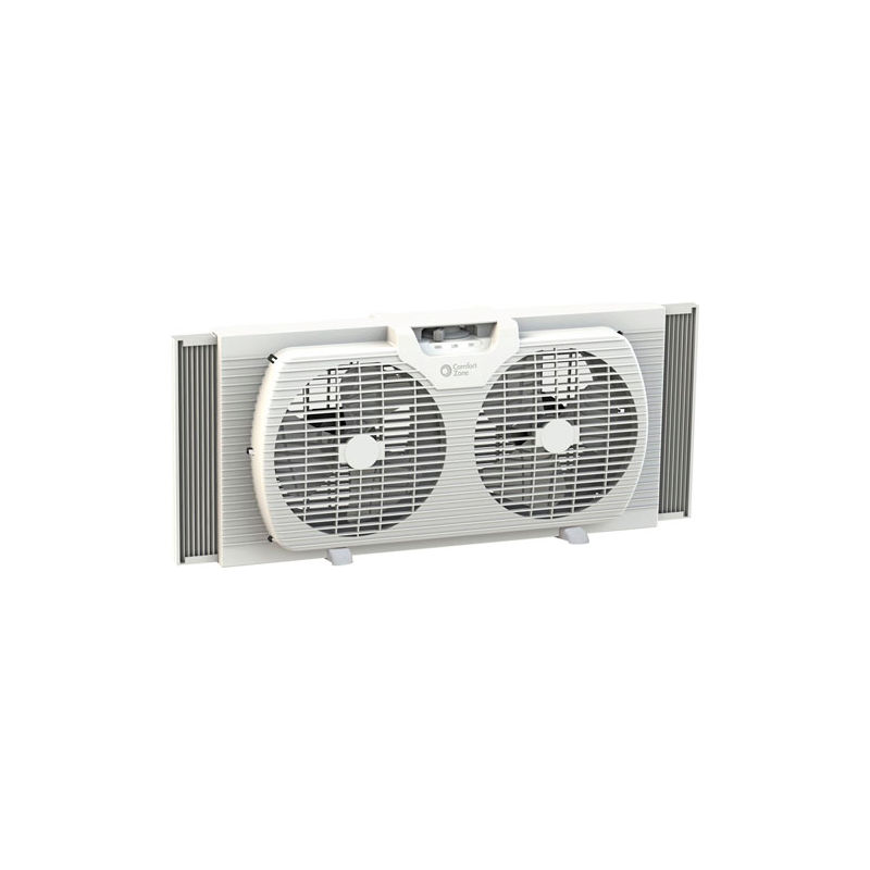 Comfort Zone Cz319wt 9 Inch Portable Twin Window Fan White B Globalindustrial Com