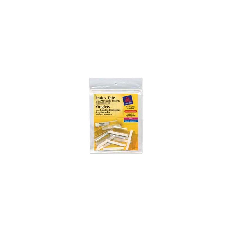 1-1//2L Clear Avery 16230 Index Tabs W//Printable Inserts 25//PK