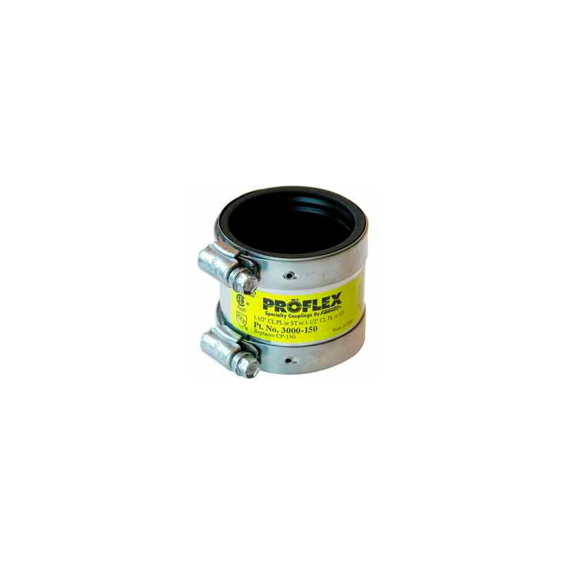 Sold in packages of 24 2 Cast Iron X 1-1/2 Pvc/Steel/Xhci Proflex Coupling Pkg Qty 24, Sold in packages of 24 2 Cast Iron X 1-1/2 Pvc/Steel/Xhci Proflex Coupling Pkg Qty 24,