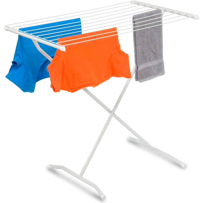 1 Tier X Frame Folding Clothes Drying Rack White Steel 32 Linear Feet Capacity B1140997 Globalindustrial Com 1 Tier X Frame Folding Clothes Drying, Folding X Frame Garment Rack