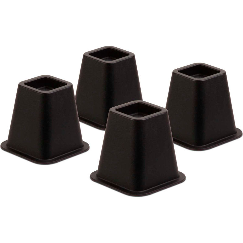 6 1 2 W X 6 1 2 L Square Bed Risers Black Plastic Fits Up To 2 3 4 Diameter Post 4 Pack B1141040 Globalindustrial Com