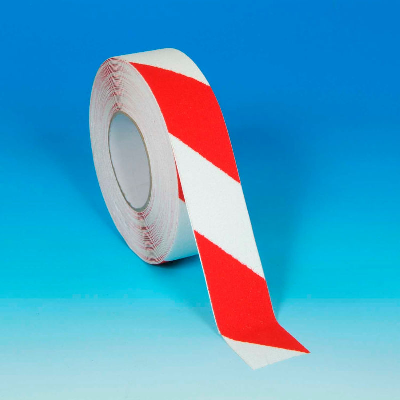 Self Adhesive Anti Slip Tape Red/White 18m x 50mm antislip grit WET0181 hazard 