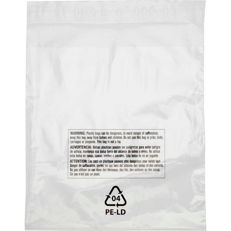 Resealable Poly Bags w/ Suffocation Warning 11 x 14 Packs of Bags 100 /500