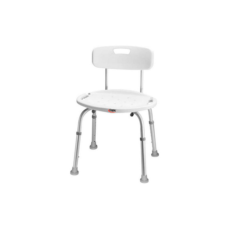 Carex Adjustable Bath Shower Seat With Back 300 Lbs Capacity White B2247361 Globalindustrial Com