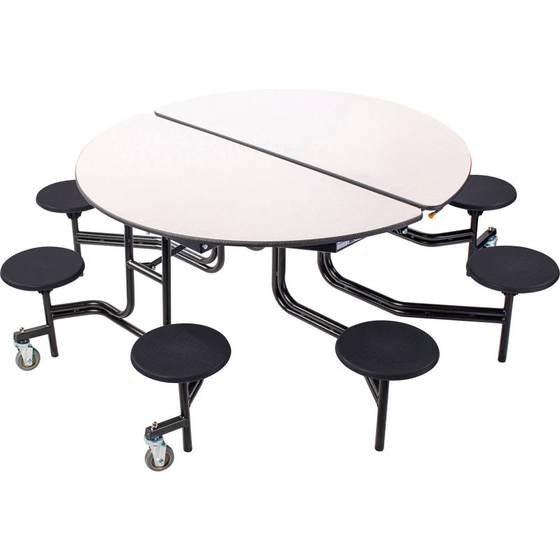 Nps 60 Round Mobile Cafeteria Table With Stools Gray Top Black Frame B2000164 Globalindustrial Com Nps 60 Round Mobile Cafeteria Table, Round Lunchroom Tables
