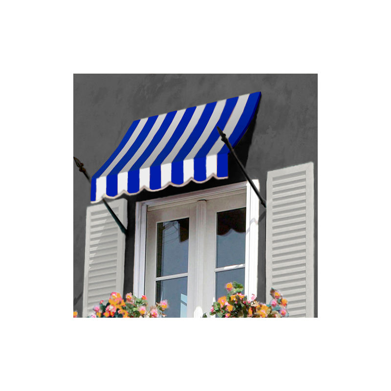 Awntech No21 5bbw Spear Arm Awning 5 3 8 W X 2 9 16 H X 1 5 16 D Bright Blue White B1987186 Globalindustrial Com