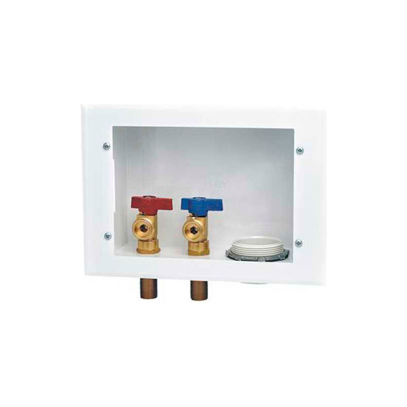 Valves Outlet Boxes Oatey 38975 Reversible Metal Washing Machine Outlet Box 1 4 Turn Hammer Cpvc Grommets Top Mount B1594543 Globalindustrial Com