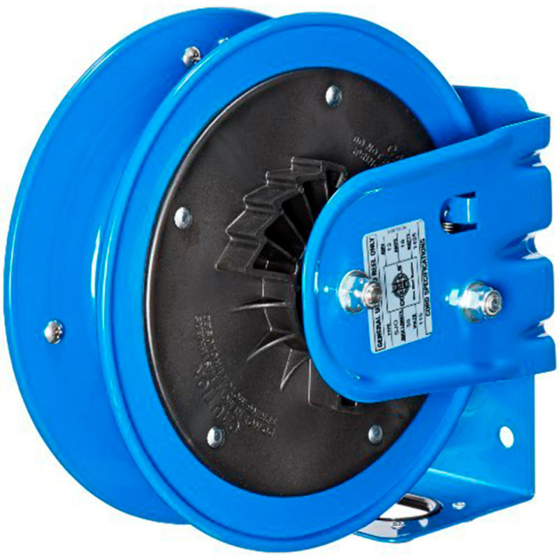 Coxreels PC10-3012-F Compact efficient heavy duty power cord reel with a duplex G.F.C.I metal industrial receptacle