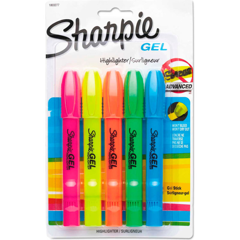 Sharpie Gel Bullet Highlighter Fluorescent Yellow 2 ea Pack of 5 