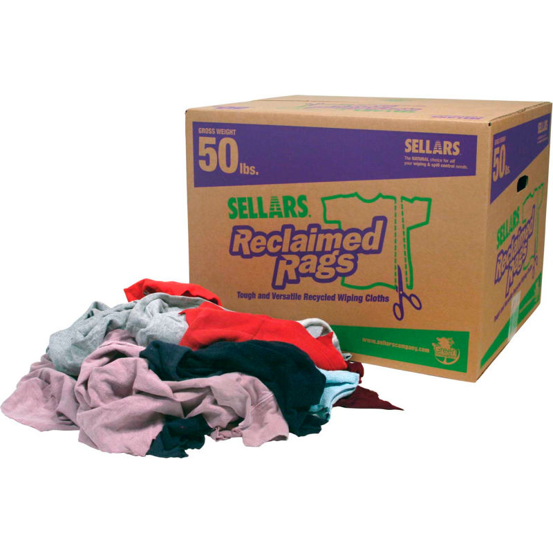 Box of Colored Cotton Sweatshirt Rags 50 LB 
