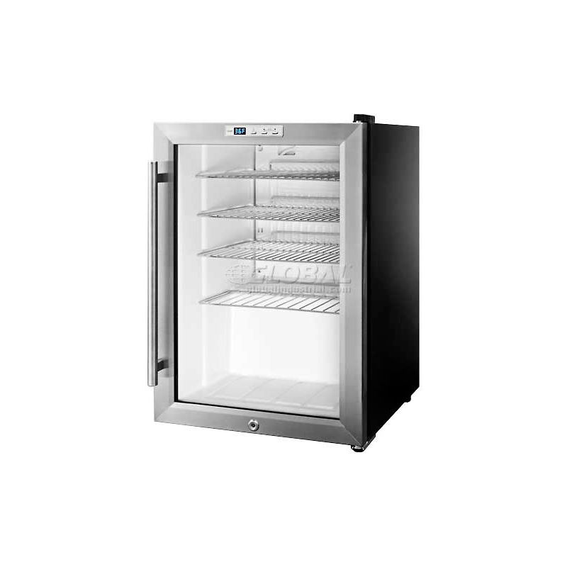 Countertop Locking Glass Door Beverage Refrigerator Display Cooler Mini Fridge 