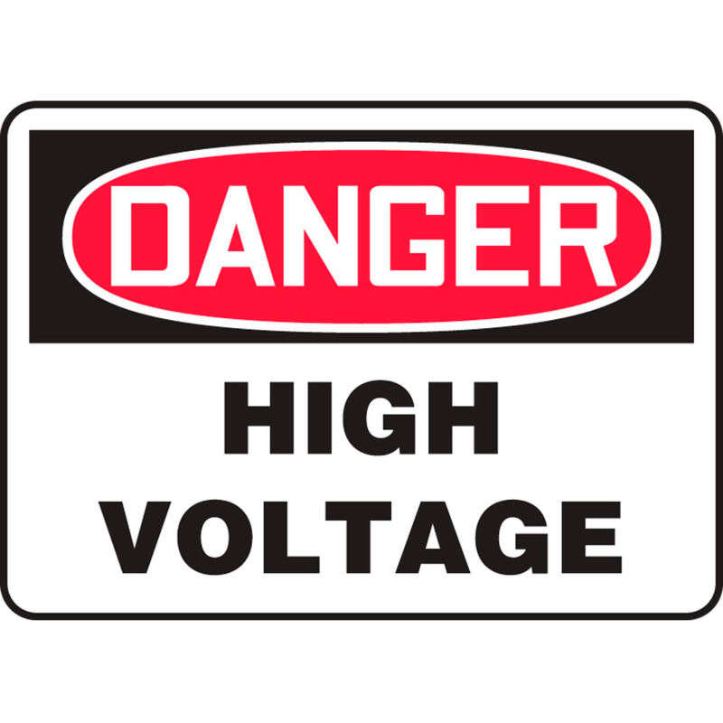 Adhesive Vinyl MELC113VS 7 x 10 Inches Accuform Danger High Voltage Safety Sign 