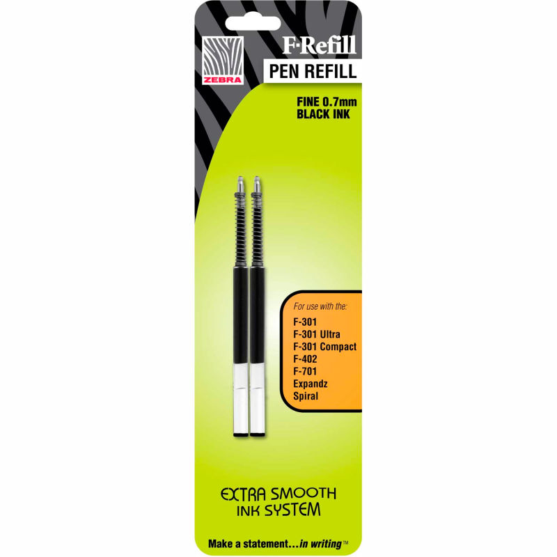 Zebra Refill For G 301 Ultra F 402 And F 701 Pens Black Ink 2 Pack 960 Globalindustrial Com