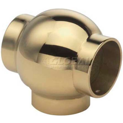 Lavi Industries, Ball Tee, for 1.5" Tubing, Polished Brass