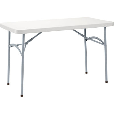 Interion® Plastic Folding Table, 48" x 24", White