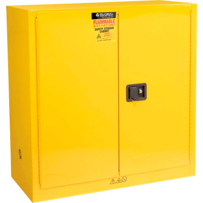 Global Industrial™ Flammable Cabinet, Manual Close Double Door, 30 Gallon, 43"Wx18"Dx44"H