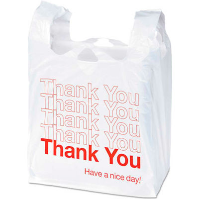Thank You Printed Plastic Bags 11-1/2" x 6" x 22" 0.55 Mil 250 Pack