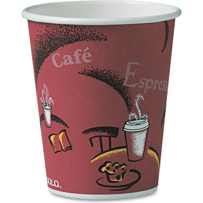 SOLO® Bistro Design Hot Drink Cups, Paper, 10 oz., Maroon, 300/Carton