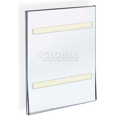 Global Approved 122021 Vert. Wall Mount Acrylic Sign Holder W/ Adhesive Tape 8.5" x 11"