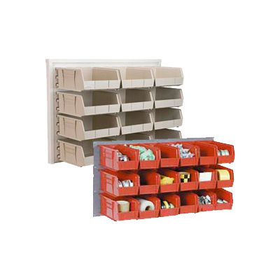 Global Industrial Wall Bin Rack Panel 36 x19 - 8 Red 8-1/4x14-3/4x7 Stacking Bins