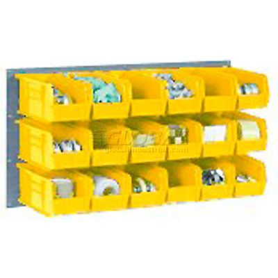Global Industrial Wall Bin Rack Panel 36 x19 - 8 Yellow 8-1/4x11x7 Stacking Bins