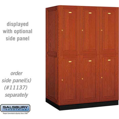 Solid Oak Executive Wood Locker 12364 - Double Tier 3 Wide, 16x24x36, 6 Door, Medium Oak