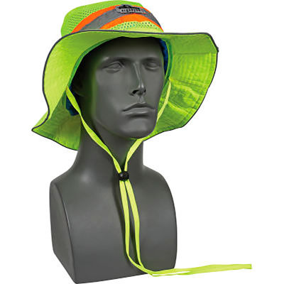 Ergodyne Chill-Its® Evap. Class Headwear Hi-Vis Ranger Hat w/ Built-In Cooling Towel, Lime, S/M