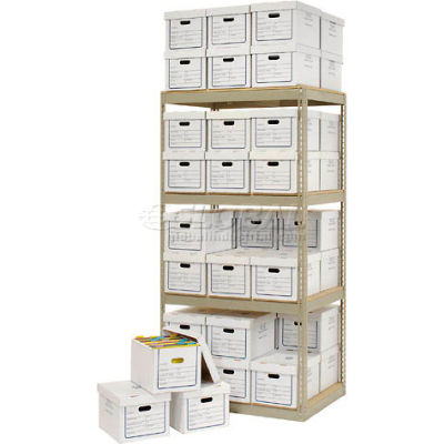Global Industrial™ Record Storage Open With Boxes 42"W x 30"D x 84"H - Tan