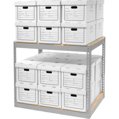Global Industrial™ Record Storage With Boxes 42"W x 30"D x 36"H - Gray