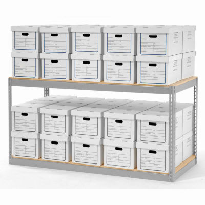 Global Industrial™ Record Storage With Boxes 72"W x 30"D x 36"H - Gray