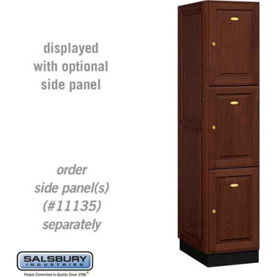 Solid Oak Executive Wood Locker 13161 - Triple Tier 1 Wide, 16x21x24, 3 Door, Dark Oak