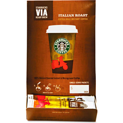 Starbucks® Italian Roast Via Ready Brew Coffee, Regular, Arabica Beans, 0.12 oz., 50/Box