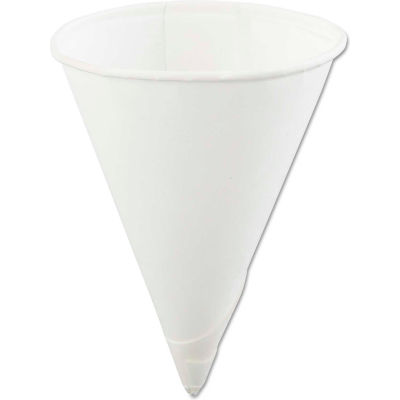 Konie KCI 4.0KR - Rolled-Rim Paper Cone Cups, 4 Oz., White, 5,000 Qty.