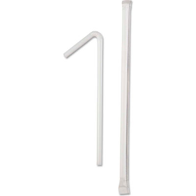 Dixie® Wrapped Flex Straws, 7 3/4", Polypropylene, White