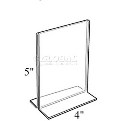 Global Approved 152729 Vertical Double Sided Stand Up Sign Holder, 4" x 5", Acrylic