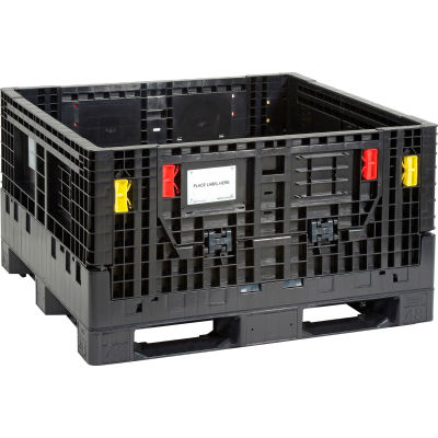 Monoflo BC4844.5-27 Folding Bulk Shipping Container - 48"L x 45"W x 27"H, 1500 Lb. Capacity Black