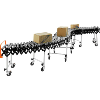 Global Industrial Portable Flexible & Expandable 6'2"-24'8" Conveyor Steel Skate Wheels - 18"W