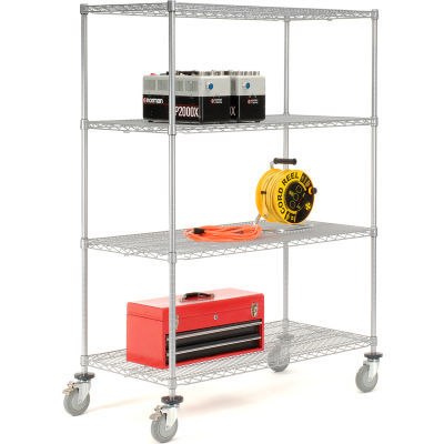 Nexelate® Wire Shelf Truck w/Brakes, 1200 lb. Capacity, 72"L x 18"W x 80"H