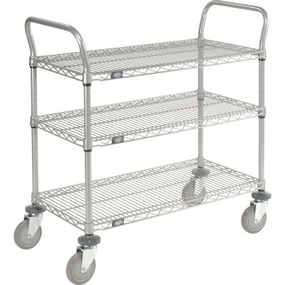 Nexel® Utility Cart, 3 Shelf, Nexelate® , 42"L x 21"W x 39"H, Polyurethane Casters