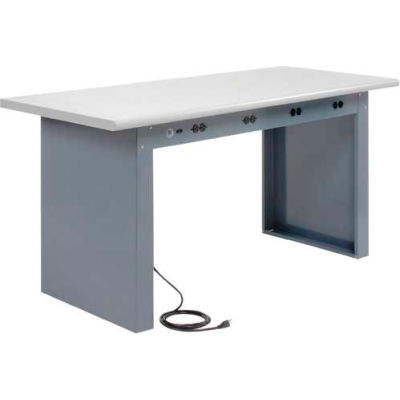 60"W x 30"D Panel Leg Workbench With Power Apron and Plastic Laminate Safety Edge Top