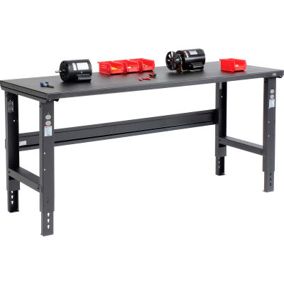 Global Industrial 72x30 Adjustable Height Workbench C-Channel Leg - Steel Square Edge - Black